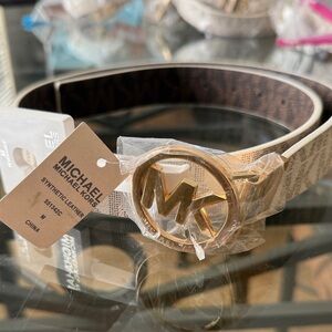 Michael Kors Gold Logo Brown Belt